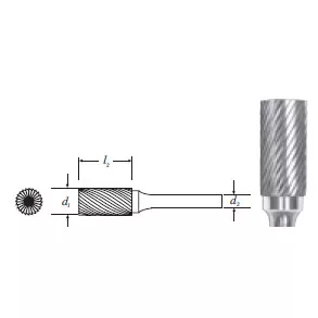 Carbide Cylinder Shape Bur (SA-43L2) Single Cut 1/8" (1/8" Shank