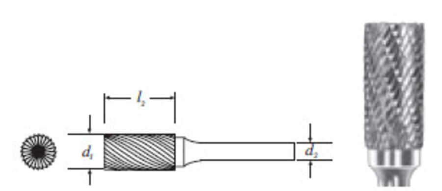 Carbide Cylinder Shape Bur (SA-43L2) Double Cut 1/8" (1/8" Shank