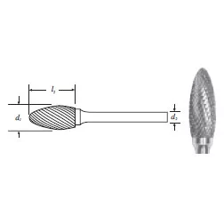Carbide Flame Shape Bur (SH-41L2) Double Cut 1/8" (1/8" Shank)