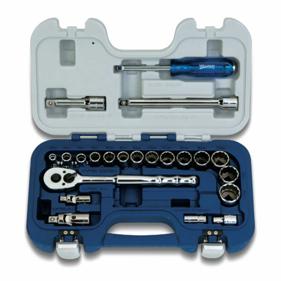 3/8 Inch Drive Metric Basic Tool Set w Ratchet, Sockets