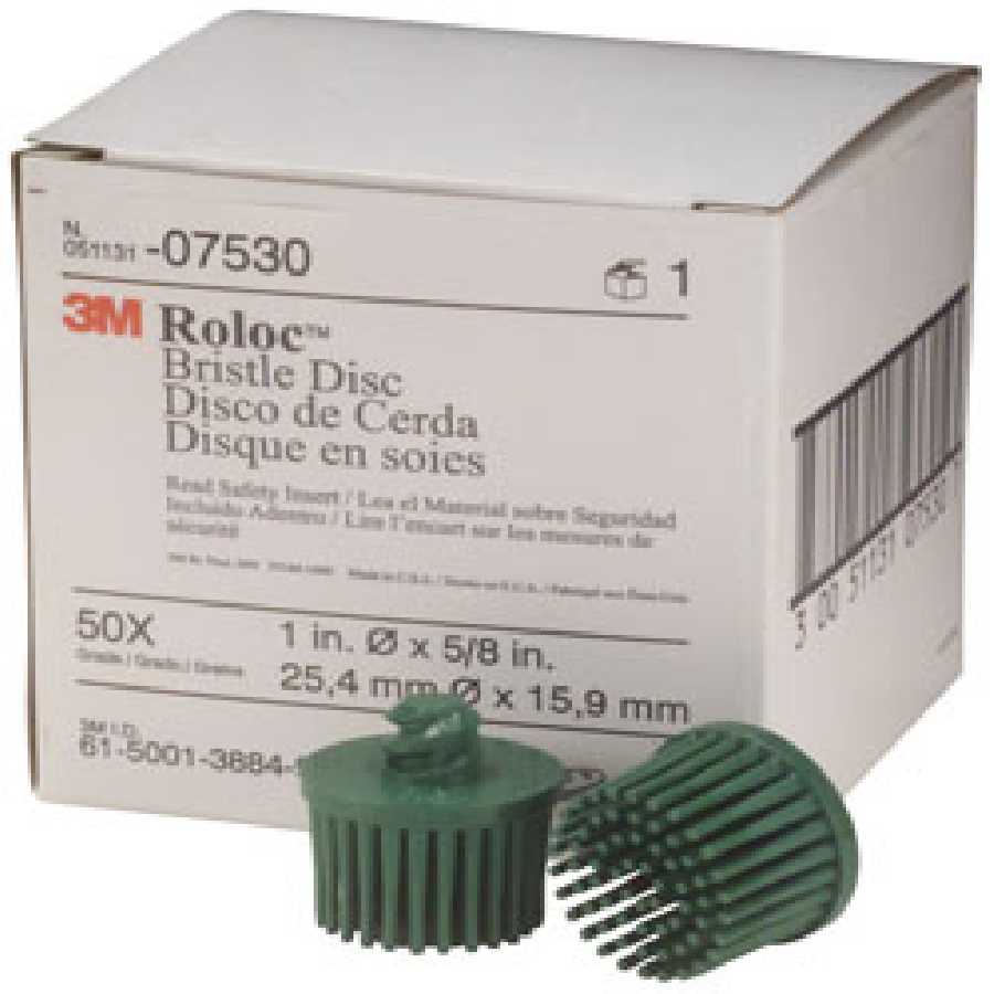 Scotch-Brite Bristle Disc 07530, 1 Inch, 50 Green Grade 10/Box