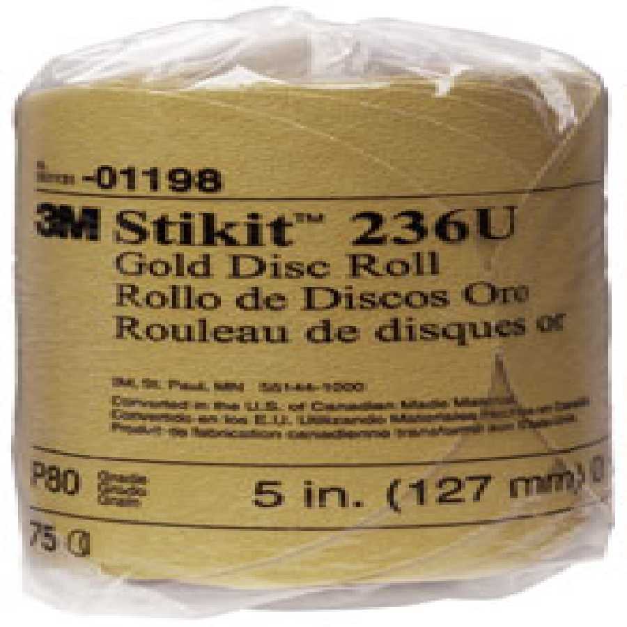 Stikit Gold Disc Roll, 5 Inch, P80A Grade 75/Roll