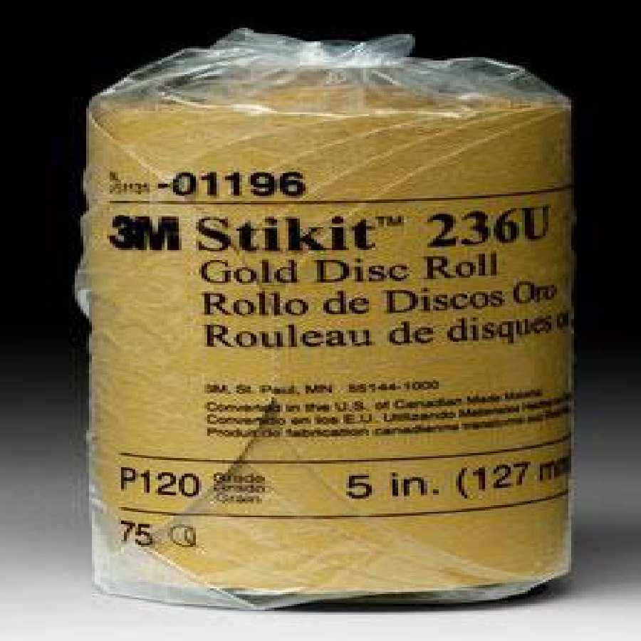 Stikit Gold Disc Roll, 5 Inch, P120A Grade 75/Roll