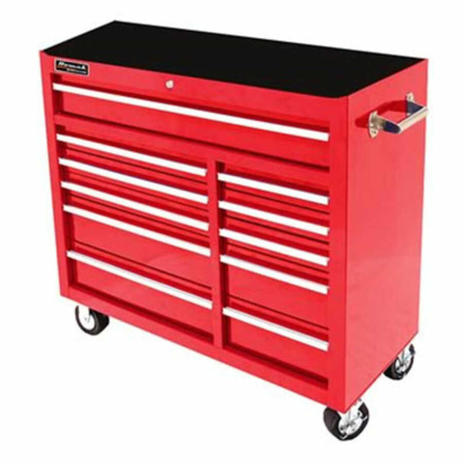c. 41 Inch 11 Drawer SE Series Rolling Cabinet Red