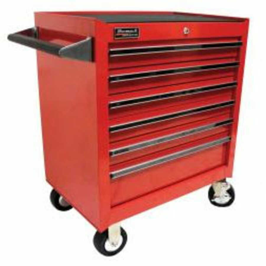 27 Inch 6 Drawer Professional Roller Cabinet Red Homak Rd04062601