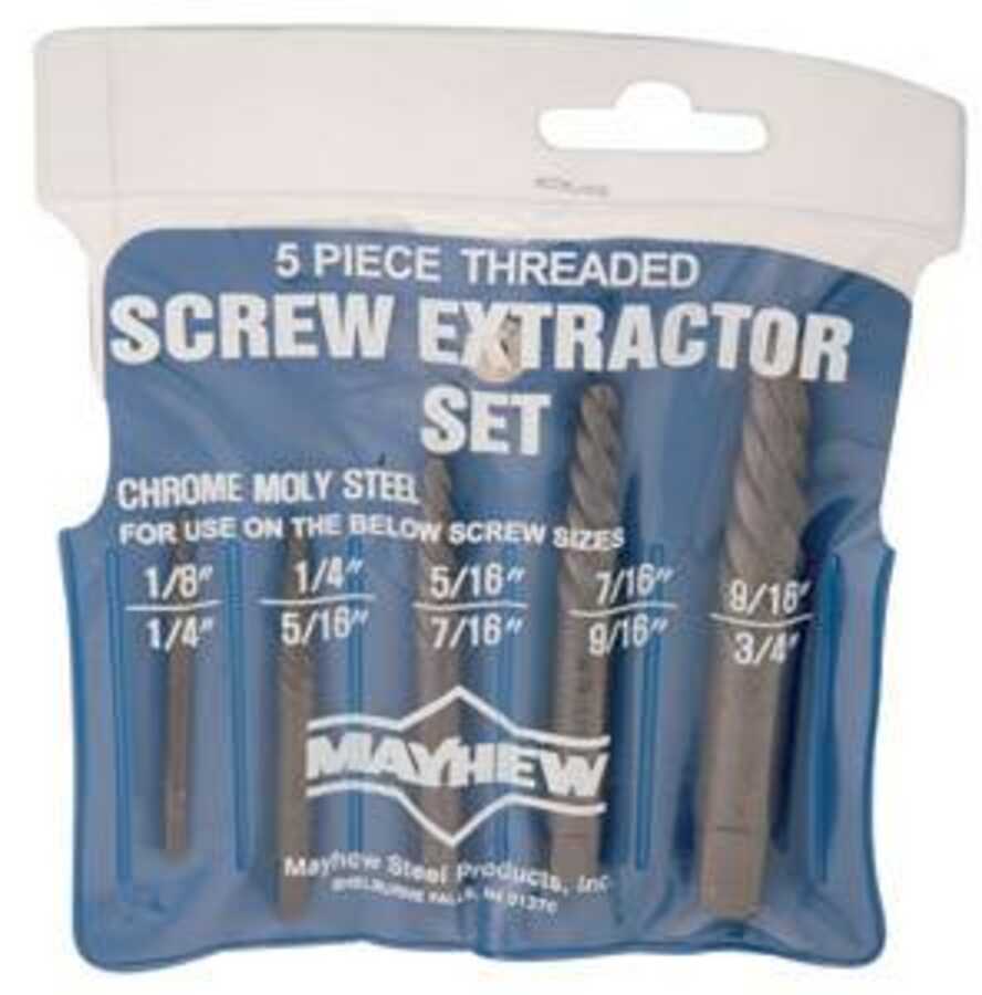 5 Pc Spiral Screw Extractor Kit