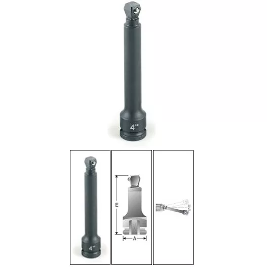 3/8 Inch Drive x 4 Inch Impact Wobble Extension w/Friction Ball