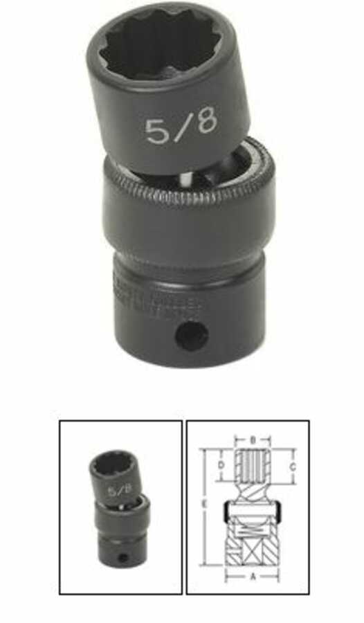 3/8 Inch 12 Point Standard Universal Impact Swivel Socket 13/16