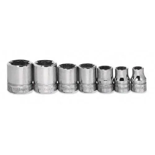 (image for) 7 pc 1/4" Drive 12-Point SAE Shallow Socket Set on Rail and Clip