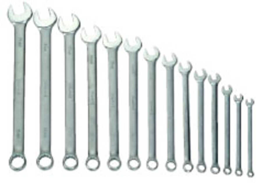 14 Piece Combination Wrench Set, 12 Point, Metric, in Vinyl Pouc