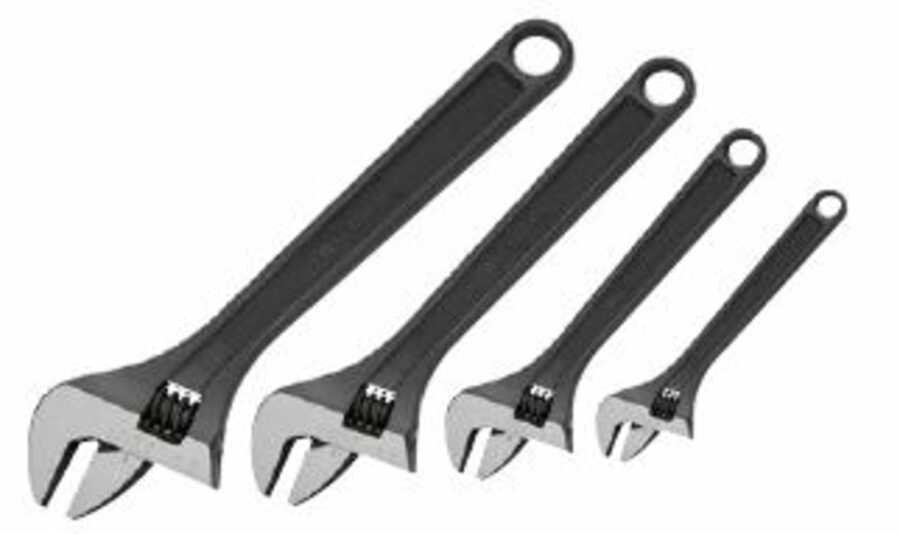 4 Piece Heavy Duty Industrial Grade Adjustable Wrench Set (Black