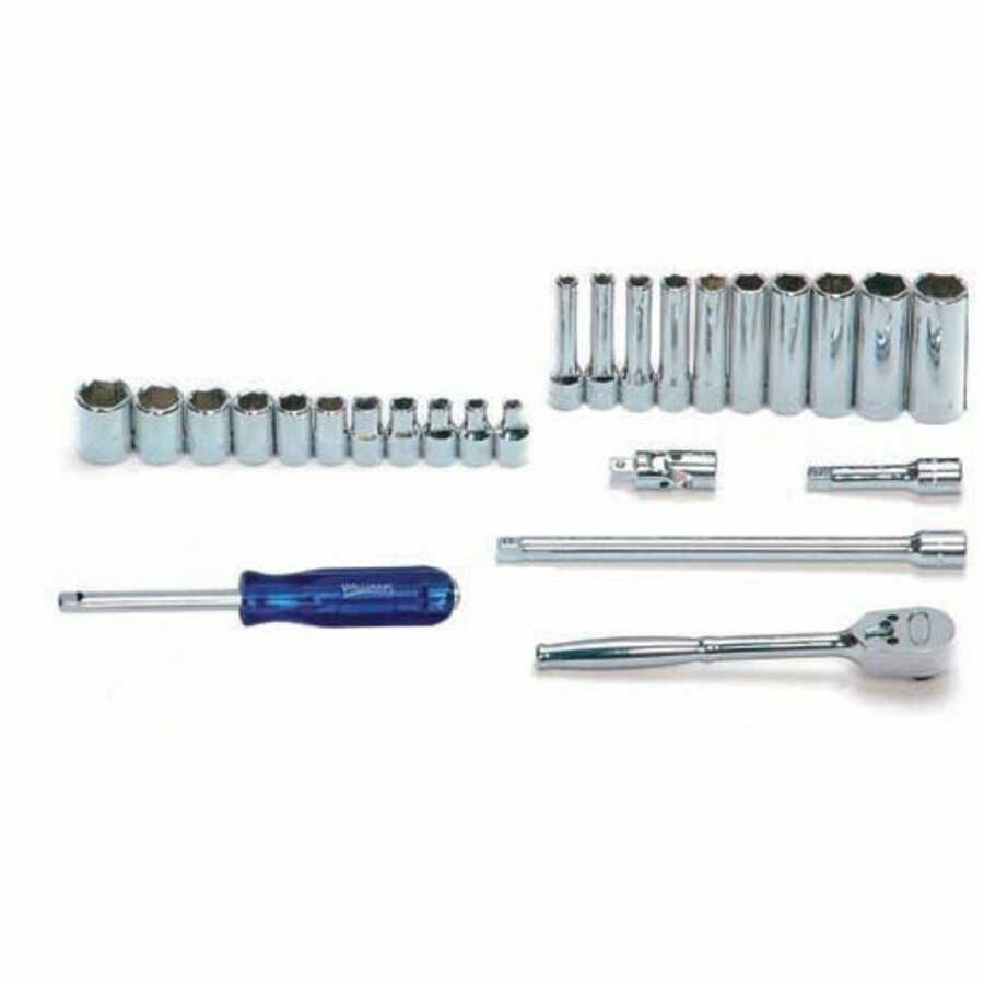 1/4 Inch Drive 6 Point Fractional SAE Socket and Drive Tool Set