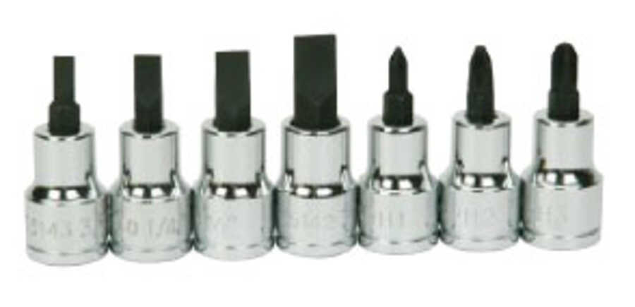 7 Piece Screwdriver Bit SAE Socket Set on Clip Rail