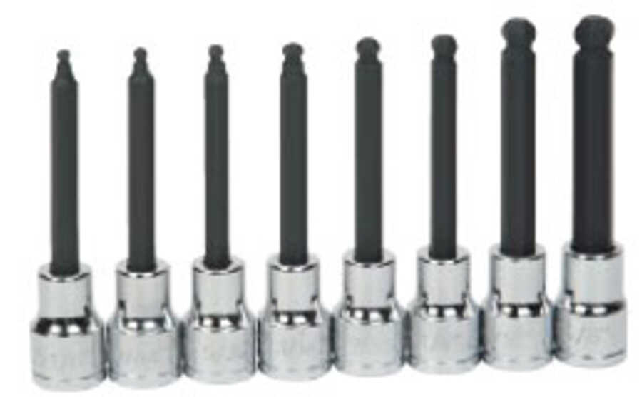 8 pc 3/8" Drive -Point SAE Bit Long Ball Tip Hex Bit Socket Set