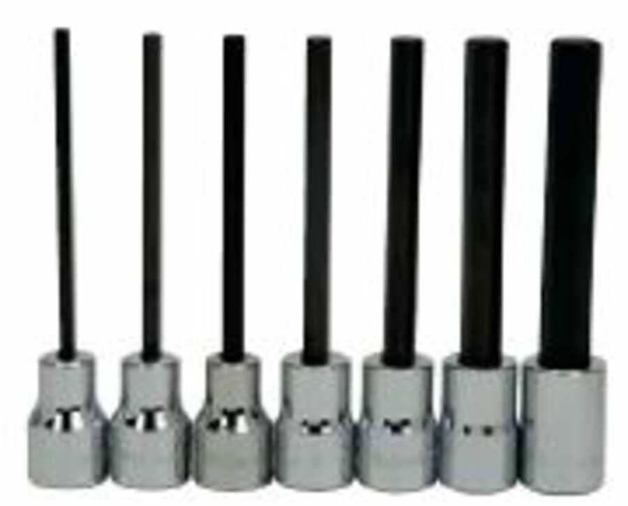7 pc 3/8" Drive -Point Metric Bit Long Hex Bit Socket Set on Rai
