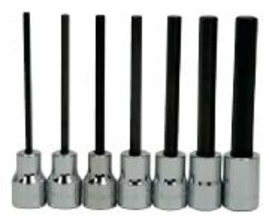 7 pc 3/8" Drive -Point Metric Bit Long Hex Bit Socket Set on Rai