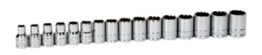 JH Williams 32924 16-Piece 1/2-Inch Drive Shallow 12 Point Socket Set