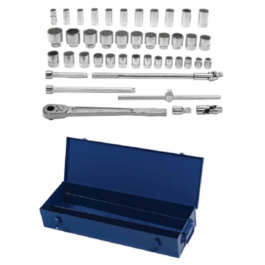 J.H. Williams | JHWWSH-43TB | 43-Piece SAE Socket Set 1/2" Drive Shallow & Deep