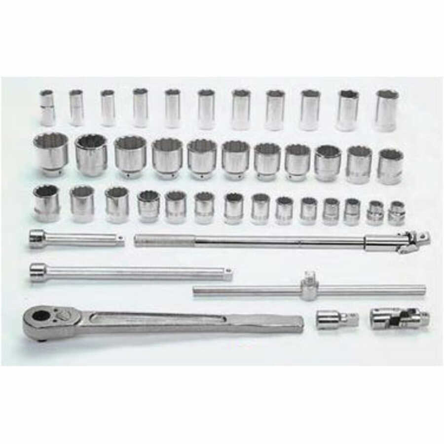 43 pc 1/2" Drive -Point SAE Shallow and Deep Socket and Drive To