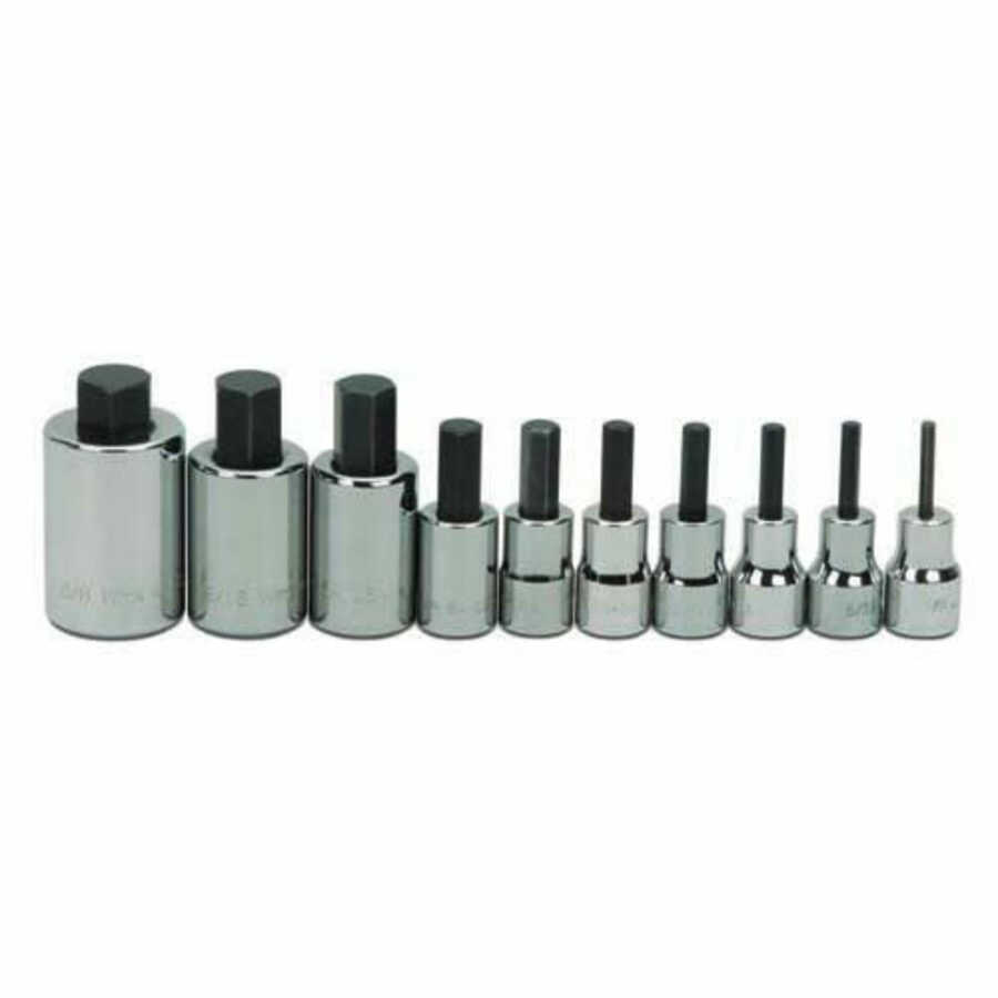 10 pc 3/8" Drive -Point SAE Bit Standard Hex Bit Socket Set on R