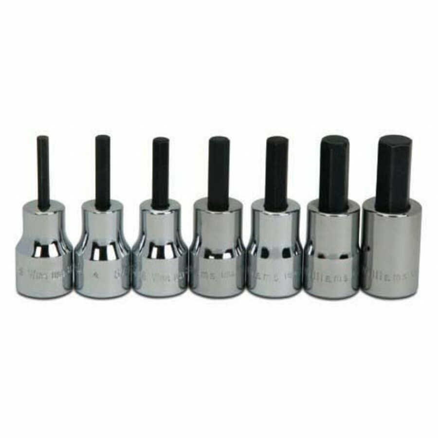 7 pc 3/8" Drive -Point SAE Bit Standard Hex Bit Socket Set on Ra