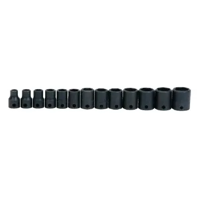 (image for) 13 pc 3/8" Drive 6-Point SAE Shallow Socket Set on Rail and Clip