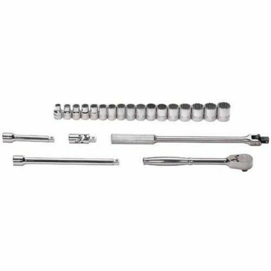22 pc 1/2" Drive 12-Point Metric Shallow Socket and Drive Tool S