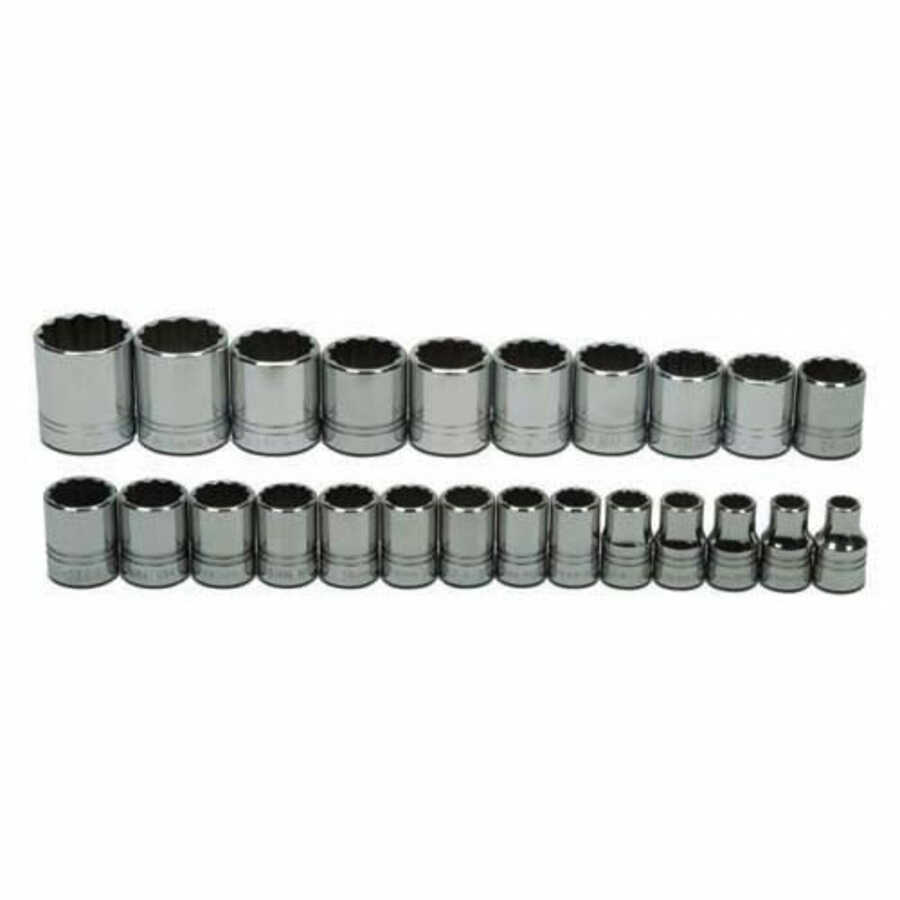 JH Williams 32924 16-Piece 1/2-Inch Drive Shallow 12 Point Socket Set