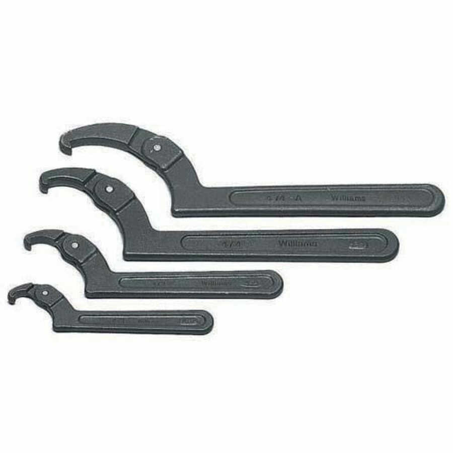 Adjustable Hook Spanner Wrench Set w Roll Pouch 4 Pc, J.H. Williams