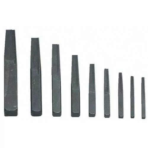 Screw Extractor Set Straight, Tapered Flutes 9 Pc