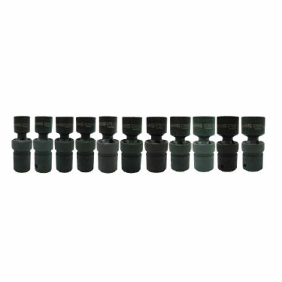 11 pc 1/2" Drive 6-Point Metric Universal Universal Socket on Ra