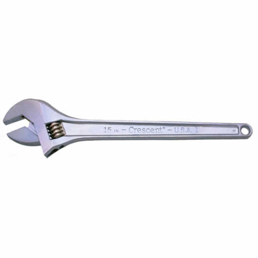 15" Chrome Finish Tapered Handle Adjustable Wrench