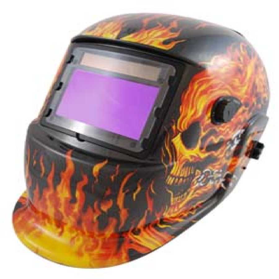 Solar Powered Auto Dark Welding Helmet w/ Flame