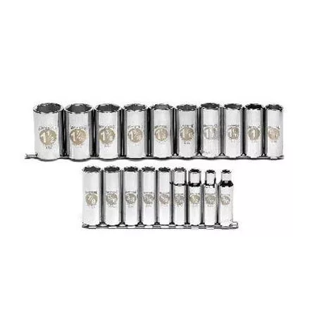 19 Piece 1/2" Drive 12 Point Deep Socket Set