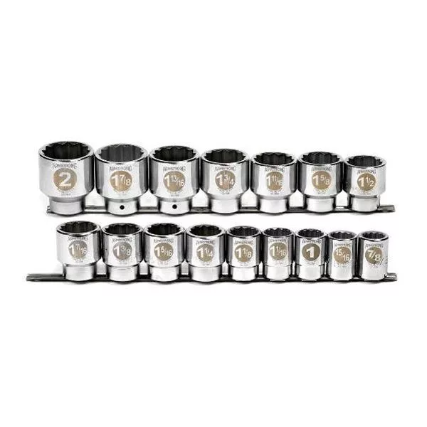 3/4" Inch Drive 12 Pt SAE Fractional Std Socket Set 16 Pc