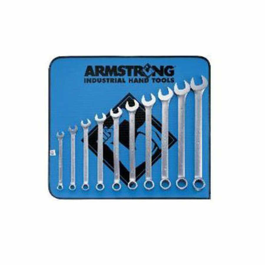 10 Piece 12 Point Satin Finish Long Combination Wrench Set