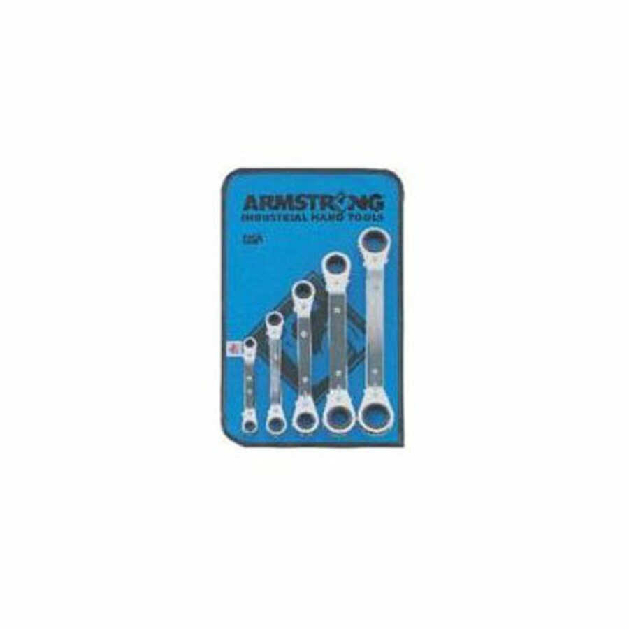 5 Piece 25 Degree Offset Ratcheting Box Wrench Set