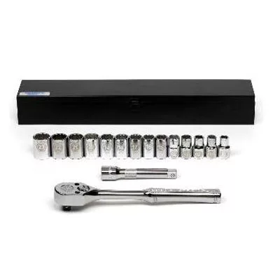 16 Piece 1/2" Drive 12 Point Metric Socket Set