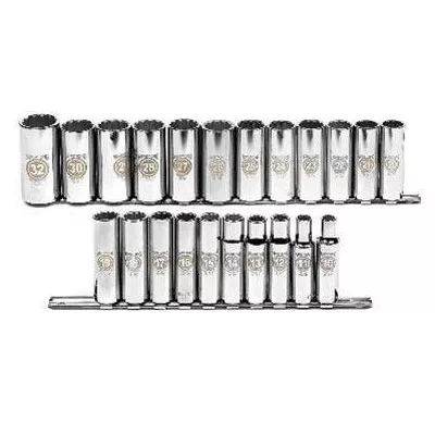 22 Piece 1/2" Drive 12 Point Deep Metric Socket Set