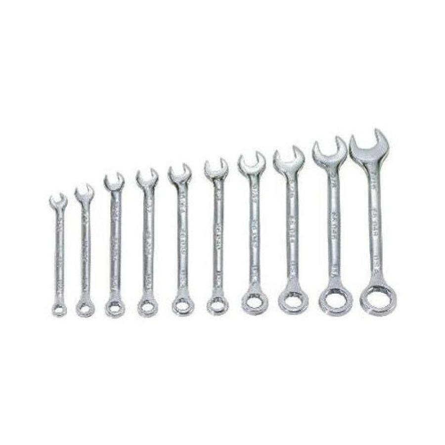 10 Piece 12 Point Metric Full Polish Midget Combination Wrench S