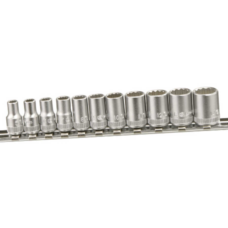 11 Pc 1/4" Drive Metric Hand Socket Set 12 Pt