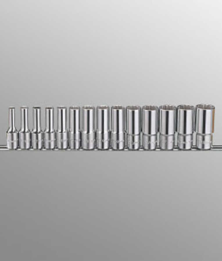 14 Pc 3/8" Drive SAE Deep Hand Socket Set 12 Pt