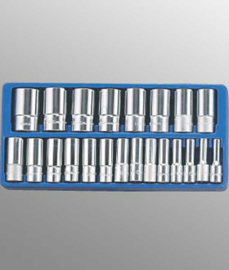 22 Pc 1/2" Drive SAE Deep Hand Socket Set