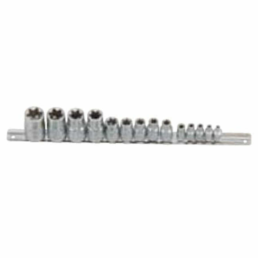 1/4, 3/8 & 1/2 Inch Drive Female-Star Hand Socket Set 14 Pc