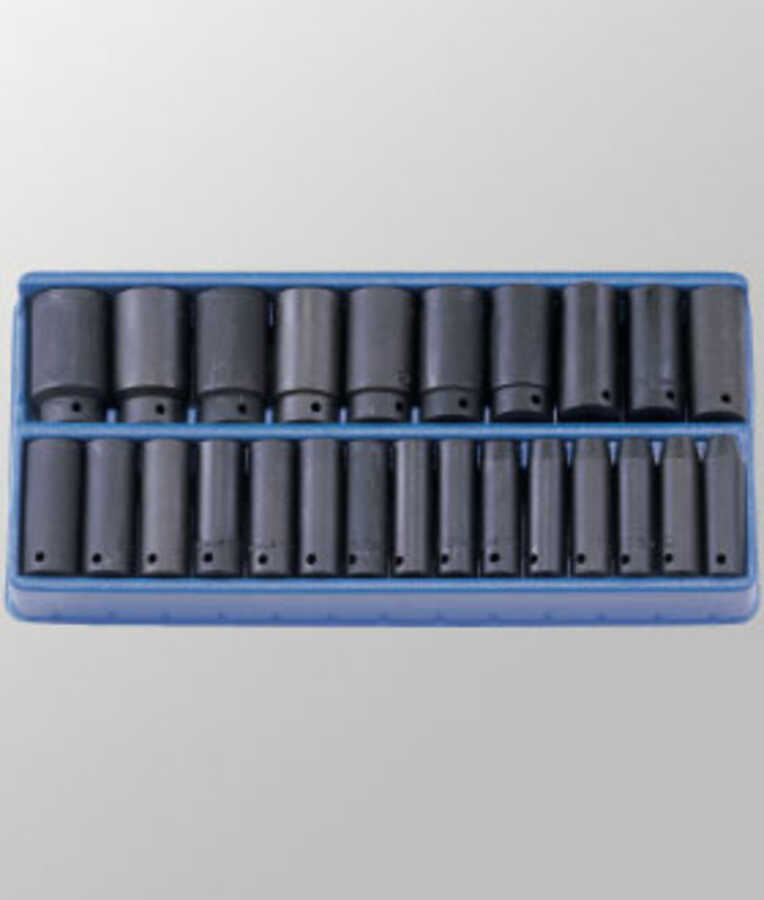 25 Pc 1/2" Drive Metric Deep Impact Socket Set