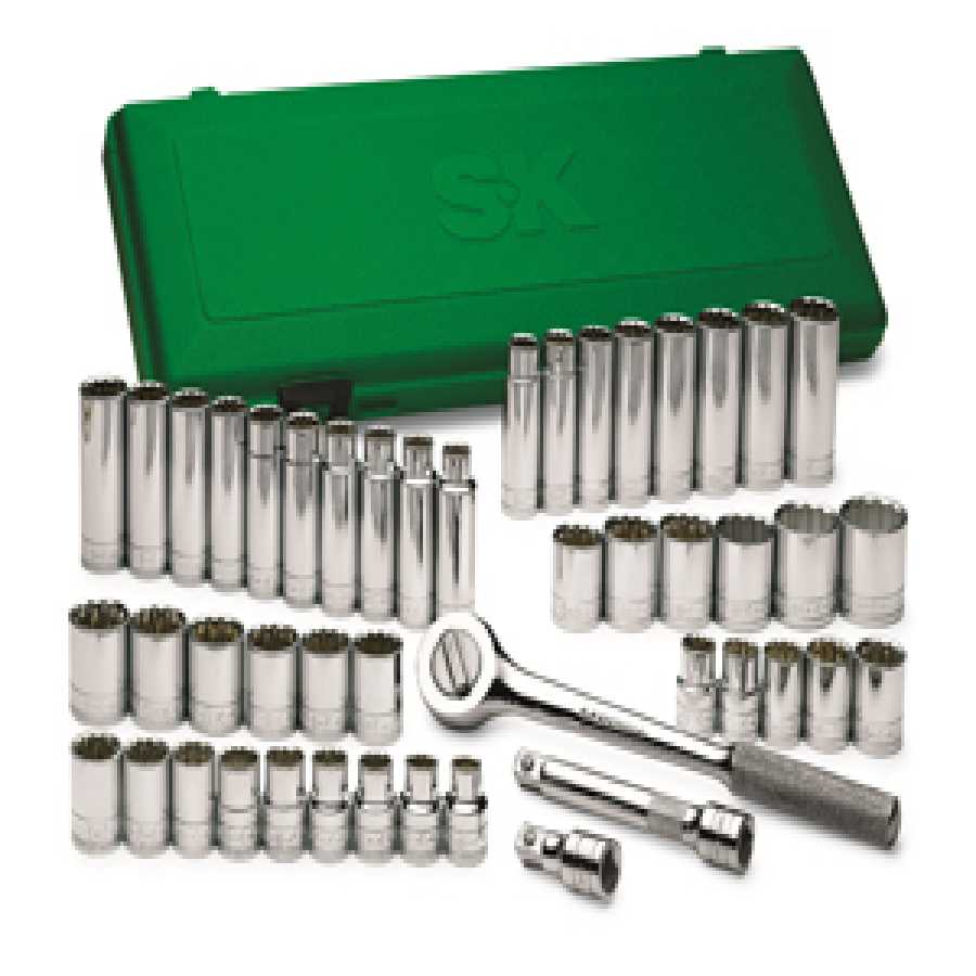 47 Piece 1/2" Drive 6 Point Standard and Deep Fractional & Metri