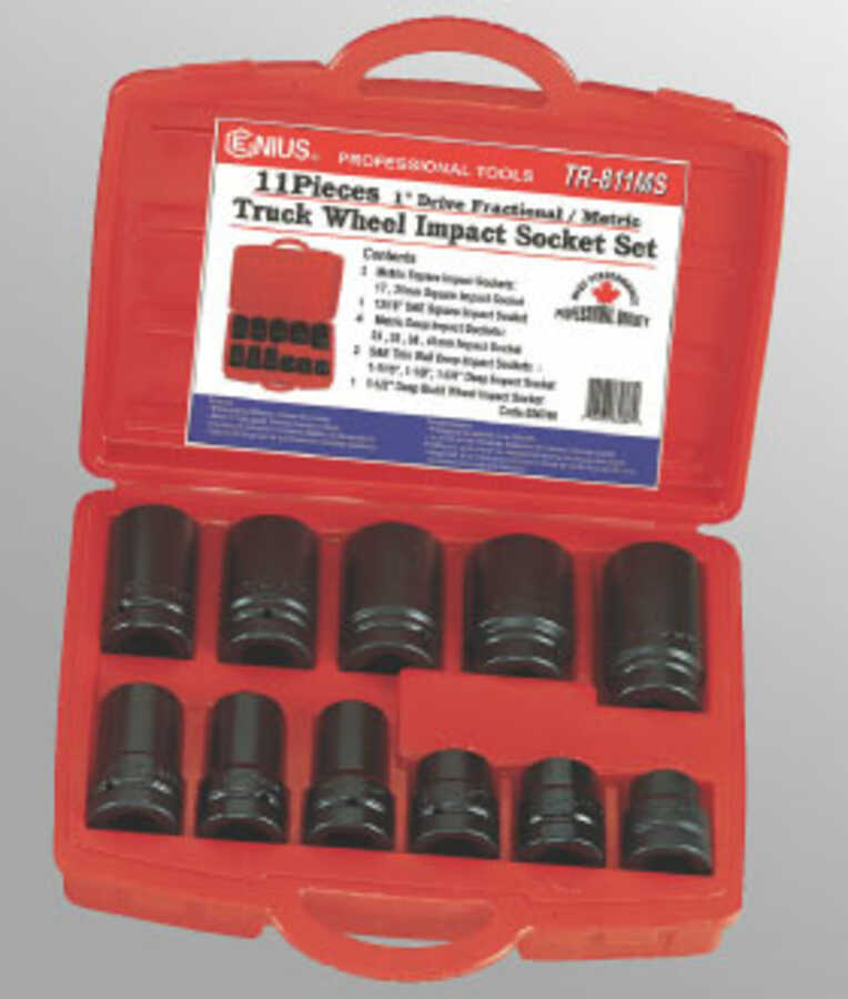 11 Pc 1" Drive Truck Wheel Impact Socket Set