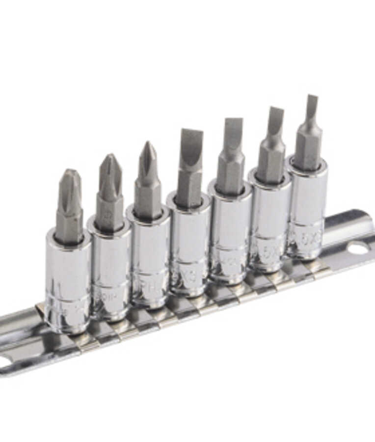 7 Pc 1/4" Drive Slotted & Phillips Bit Socket Set