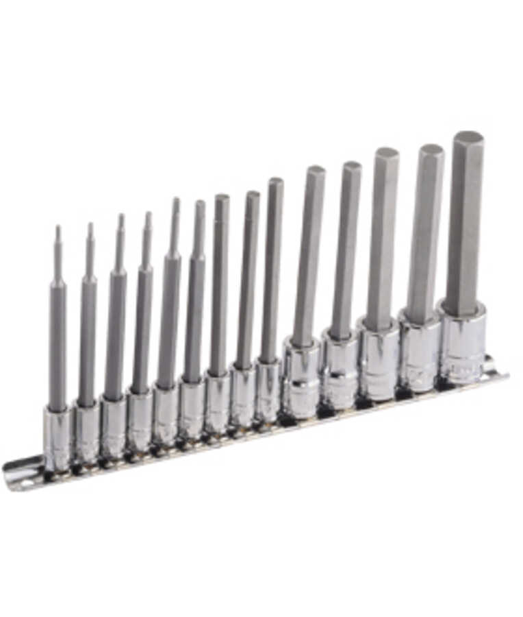 14 Pc 1/4 & 3/8" Drive SAE Hex Long Bit Socket Set