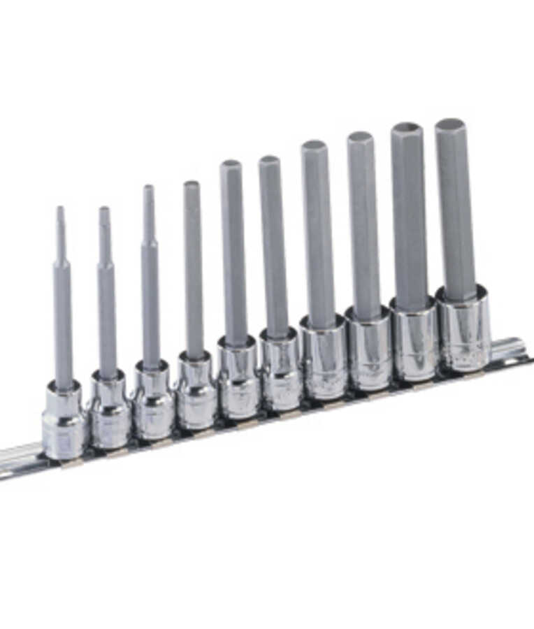 10 Pc 3/8" Drive Metric Long Hex Bit Socket Set